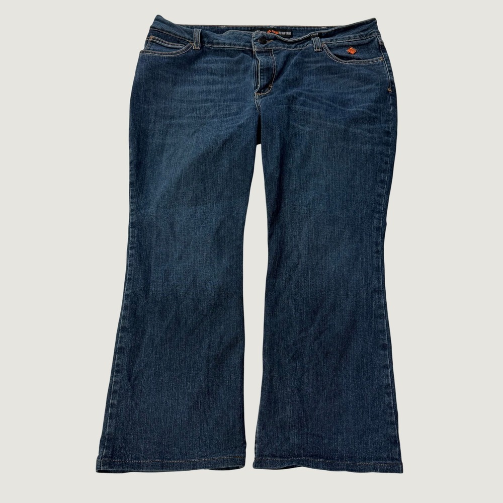 Wrangler FR Women's 19x30 Mae Bootcut Jeans Flame Resistant Dark Indigo Stretch